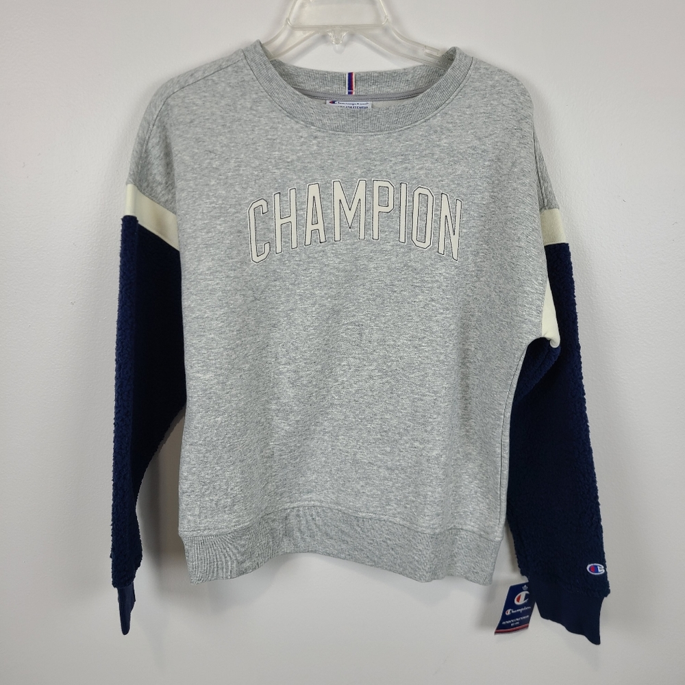 Champion Gray and Navy Crew Neck Sweatshirt Small NWT